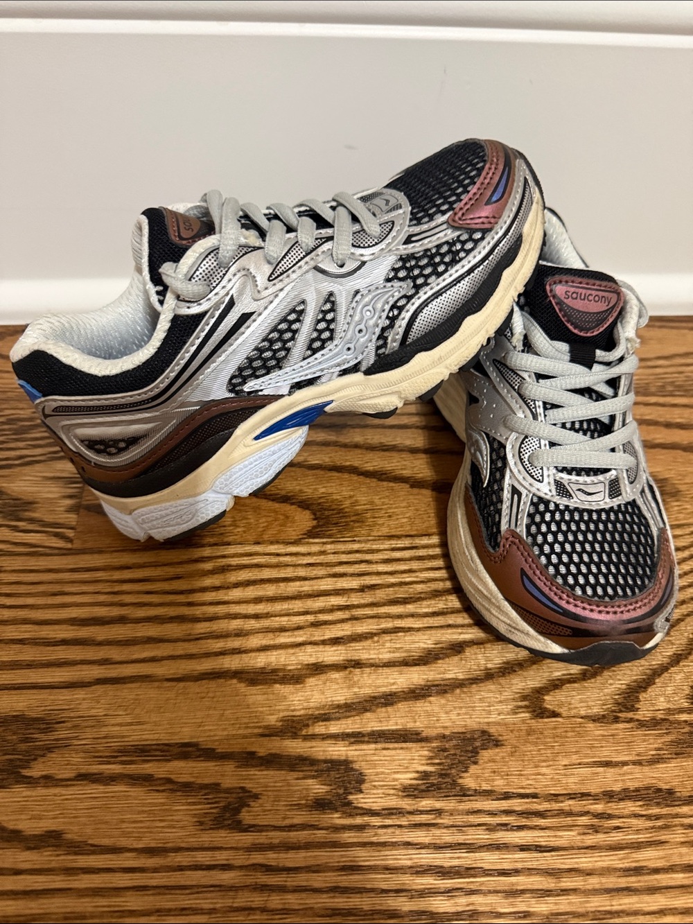 Saucony Kids Black, Gray & Brown Sneakers